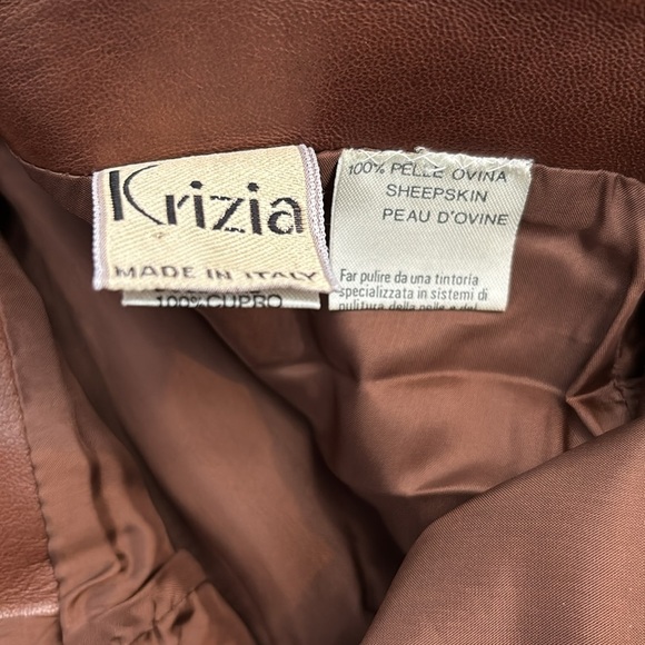 KRIZIA Brown Vintage Vegan Leather Miniskirt Size 4 - Picture 4 of 7